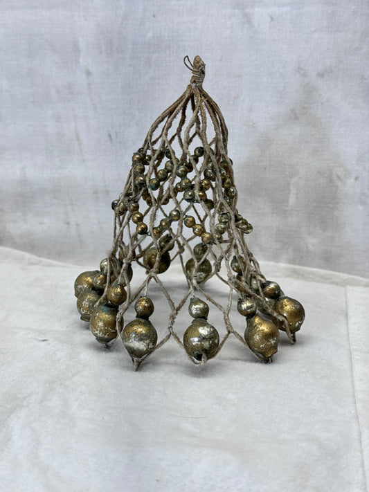 Vintage Handmade Wire Bell Shape Glass Ornament #1978