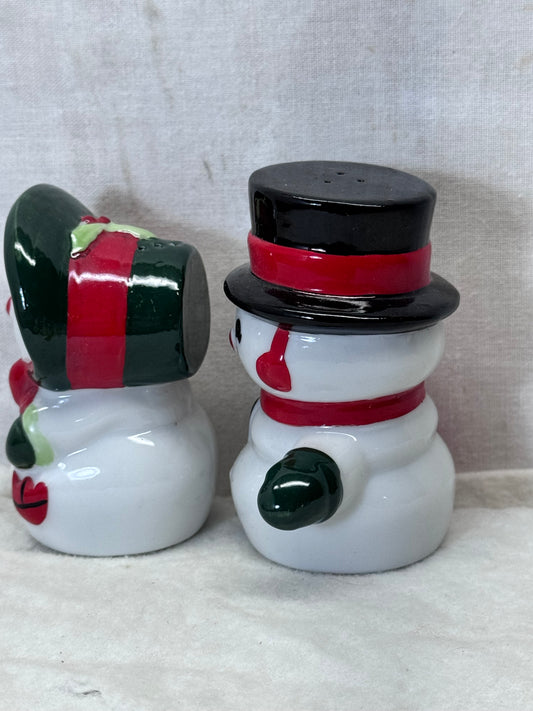 Christmas Snowman Salt & Pepper Shakers Vintage #1995