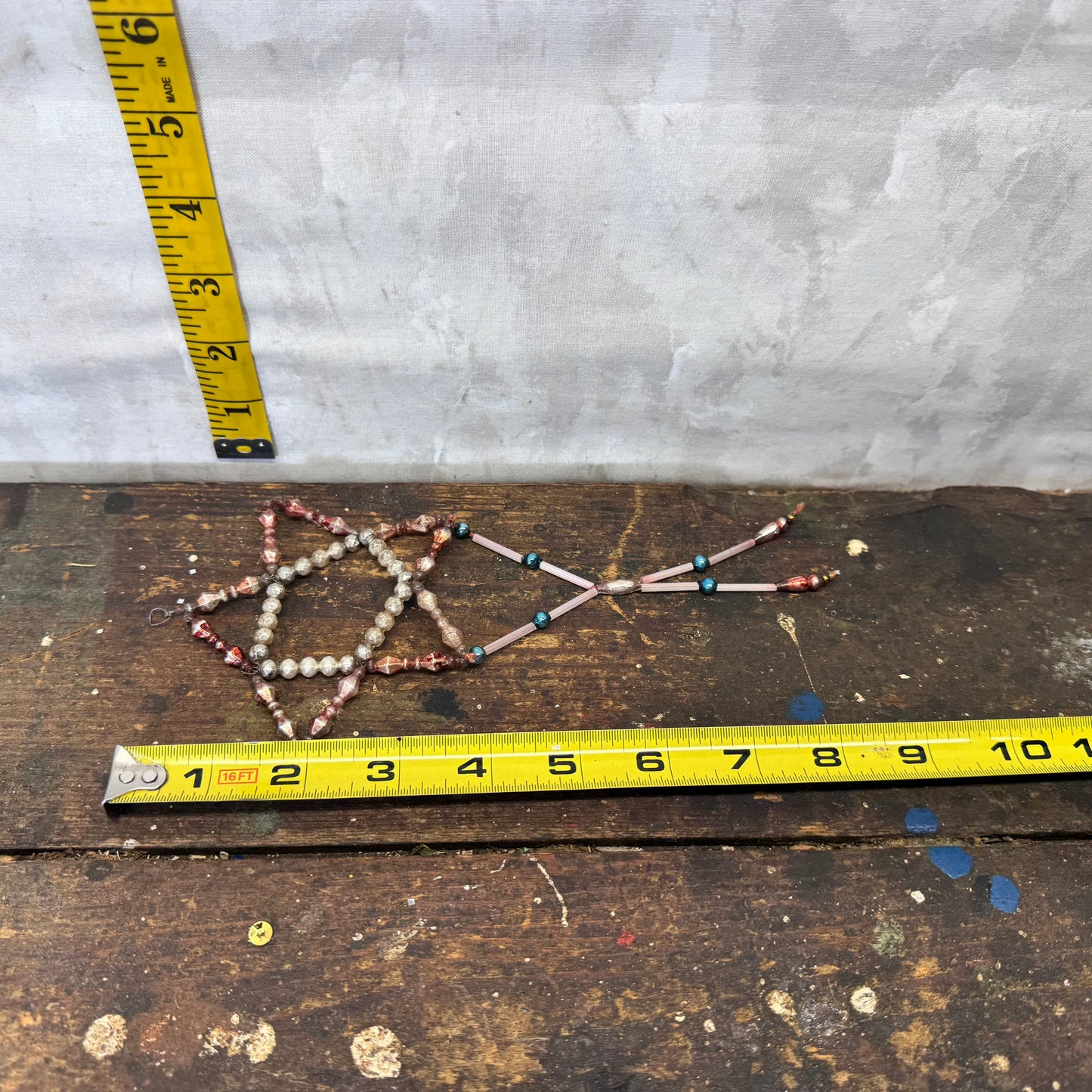 Victorian Dangle Glass Beaded Star Ornament #2091