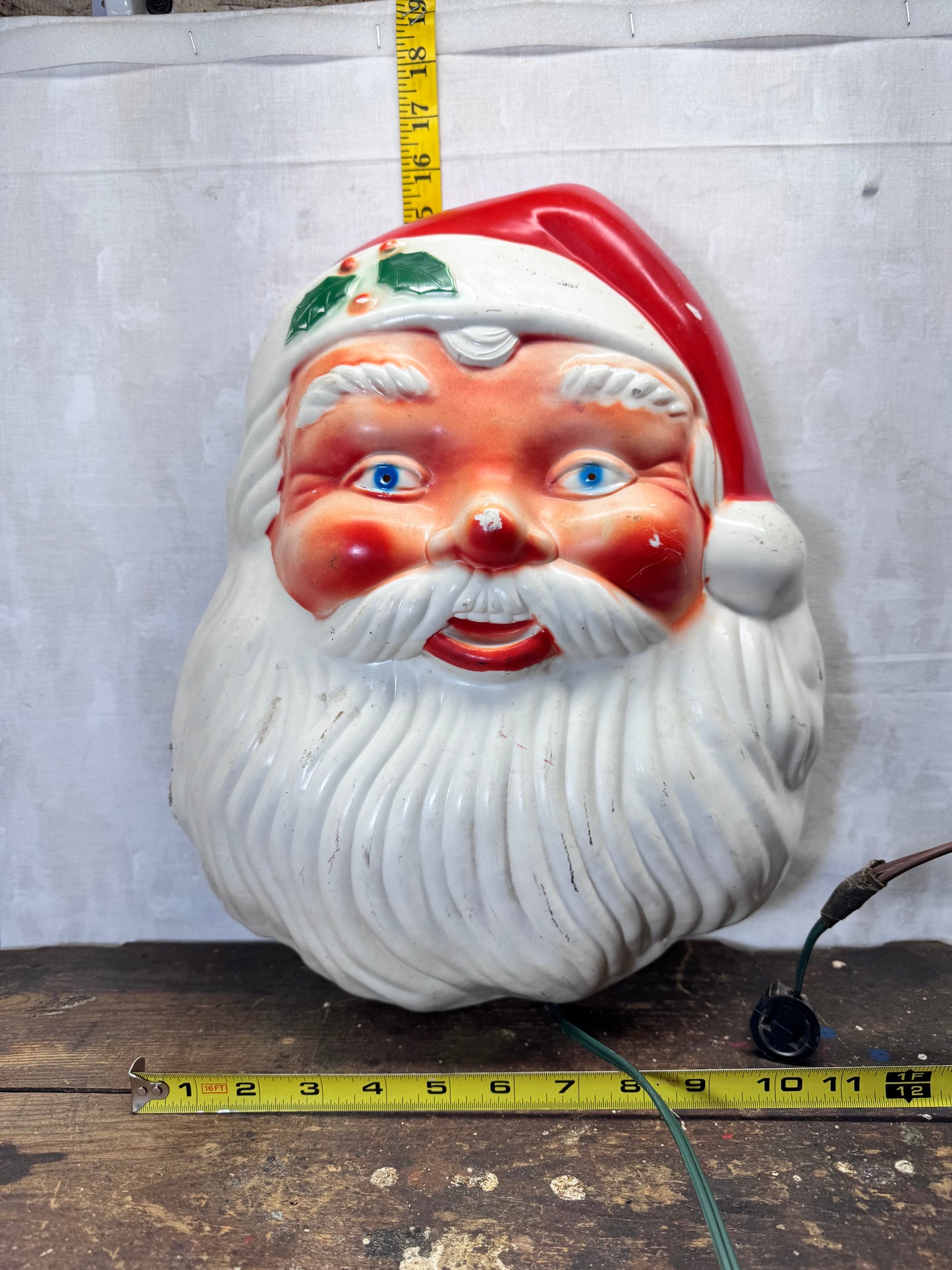 NOMA Light-Up Santa Claus Wall Blow Mold Vintage Working #2078