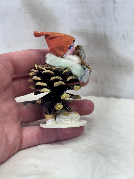 Accordion Elf Pixie Gnome Pinecone Christmas Vintage #1879