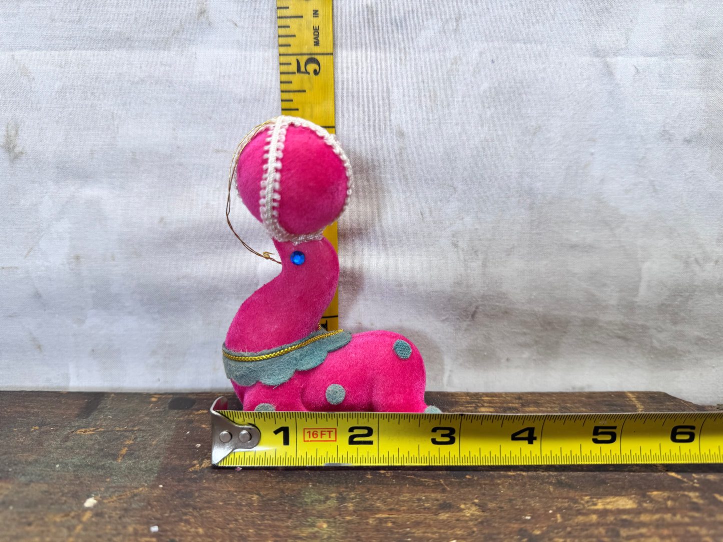 Pink Flocked Circus Seal Ornament Vintage Japan #2139