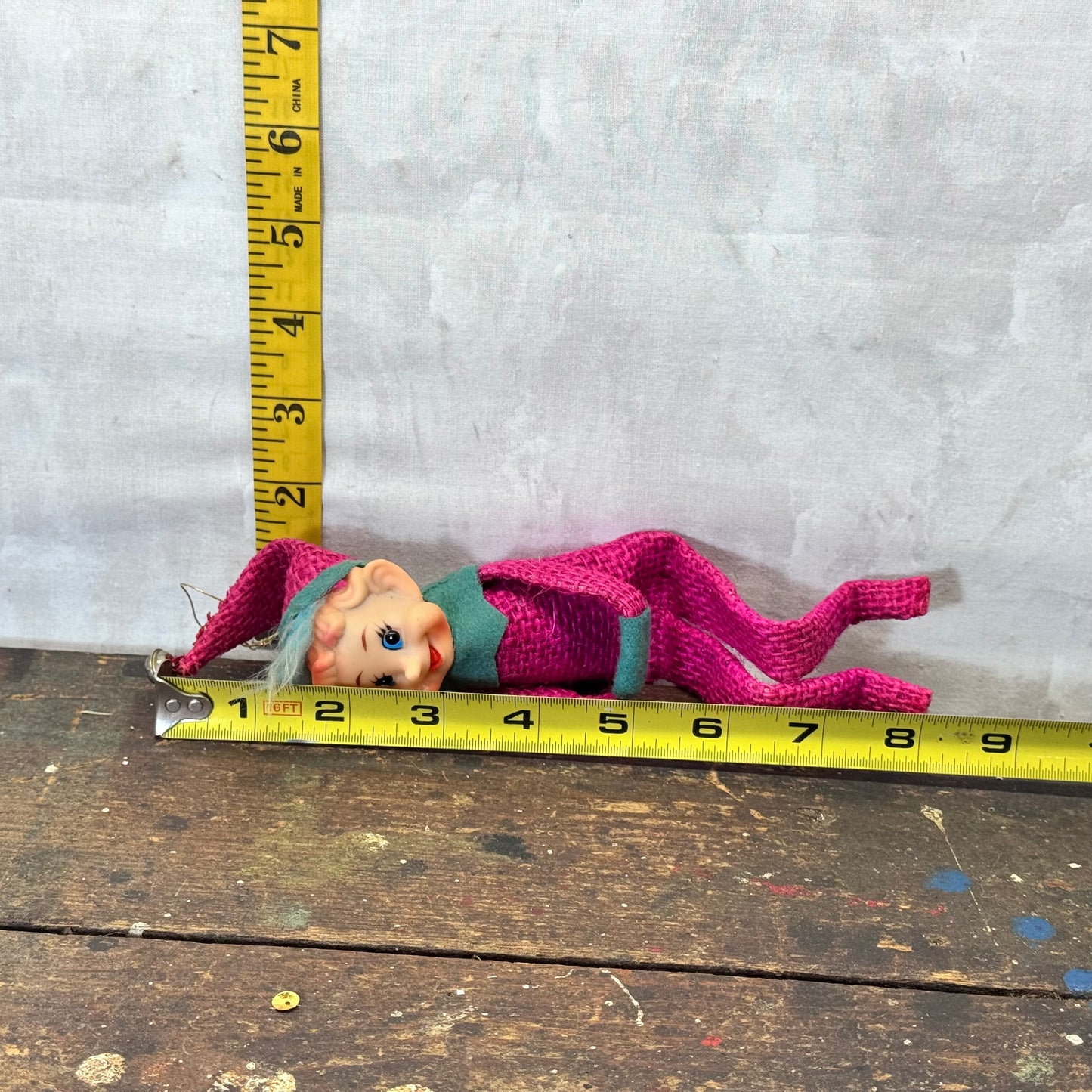 Unique Knee Hugger Elf Vintage Ornament #2097