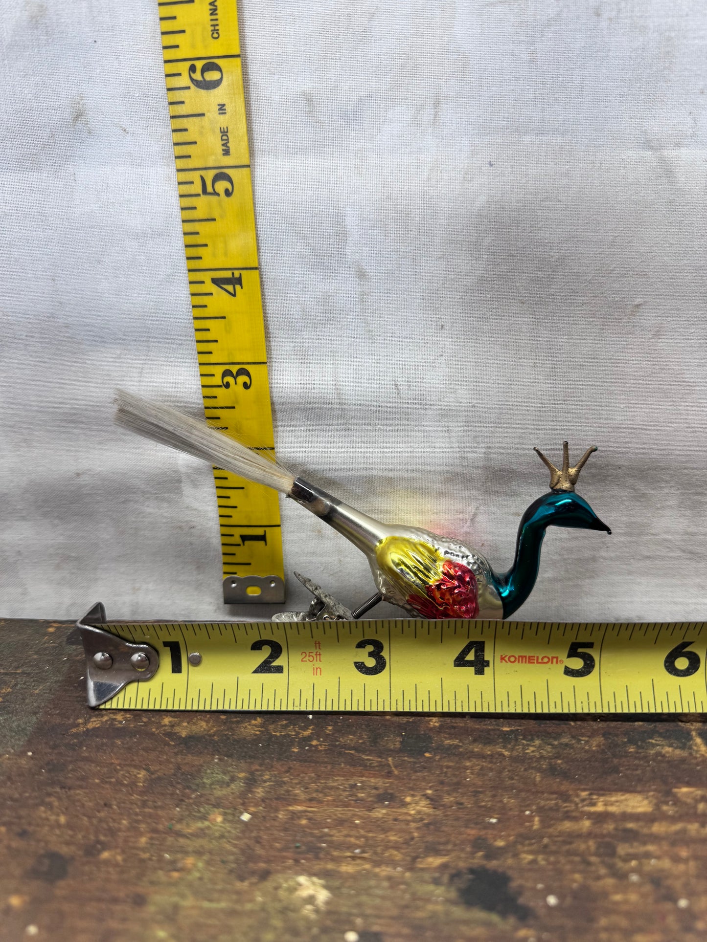 Unique Peacock Clip-On Christmas Ornament Vintage #1873