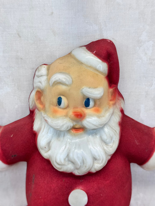 Red Flocked Santa Blow Mold Vintage #1673