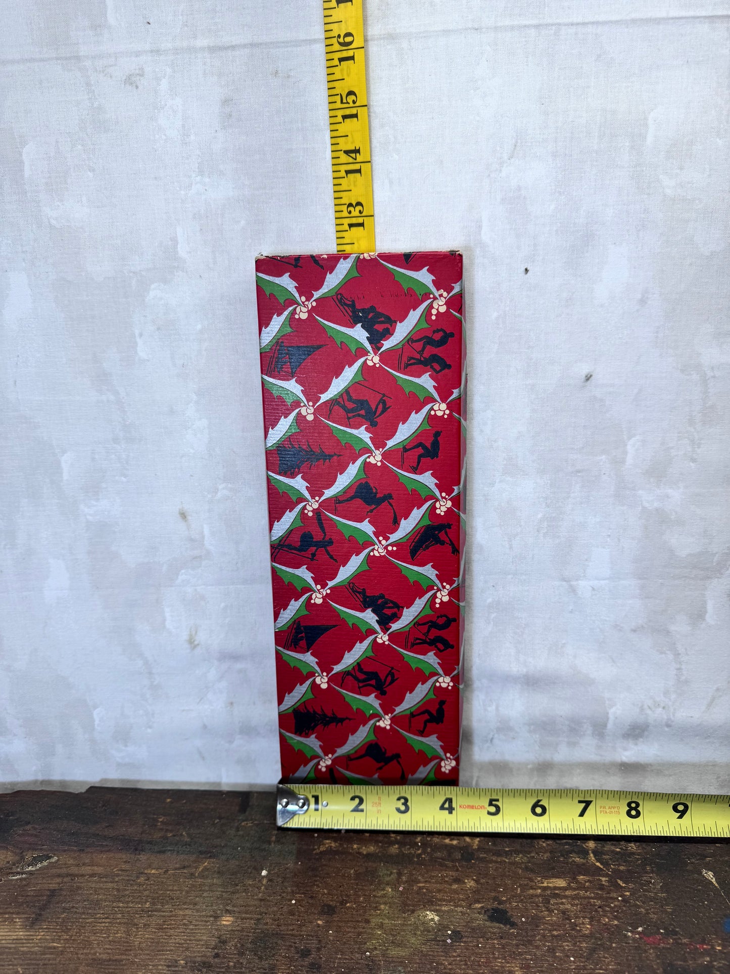 Skiing Sledding Christmas Box Empty Vintage #1939