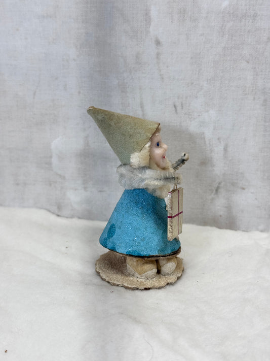 Blue Felt Christmas Elf Japan Vtg #1882