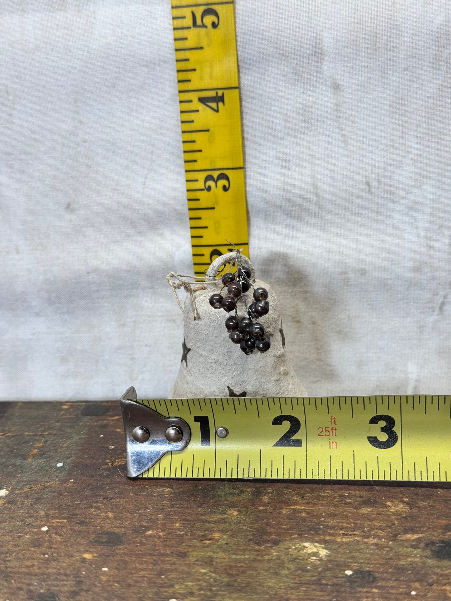 Paper-Mache Mini Glass Bead Bell Ornament Vintage #2000