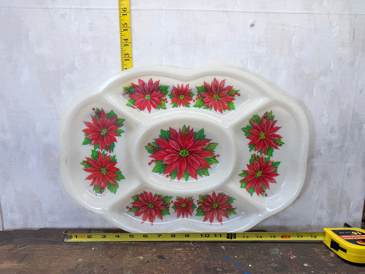 Christmas Hard Plastic Serving Tray Vintage #2073