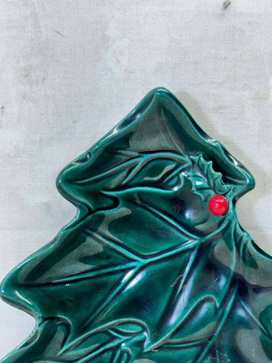 Vintage Lefton Japan Holly Berry Christmas Tray #1745