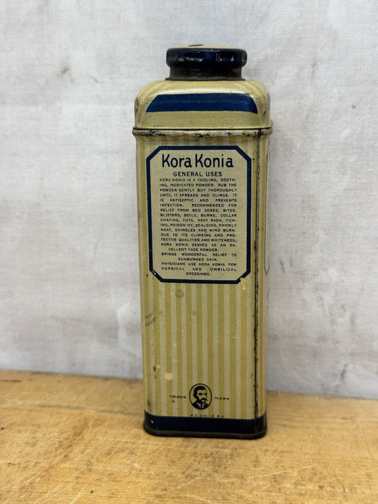 Kora Konia Medicated Powder Empty Tin Vtg #S-1831