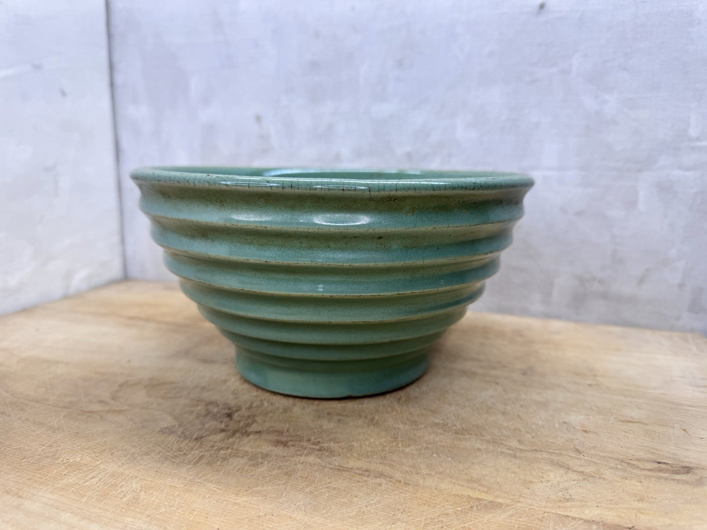 Teal Bauer Bowl Antique Stoneware #S-1530