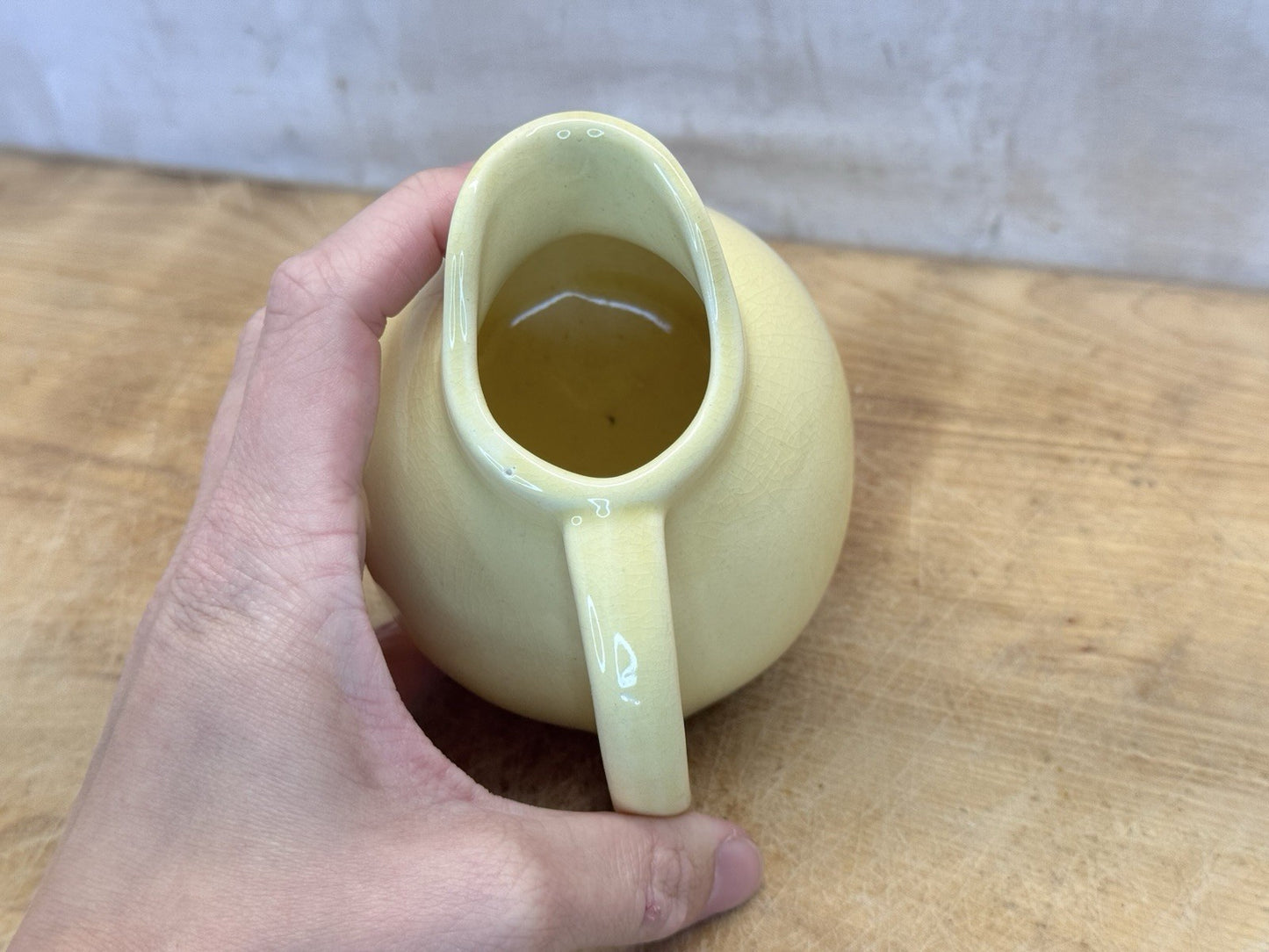 Vintage Yellow Ceramic Mini Creamer Pitcher #S-1556