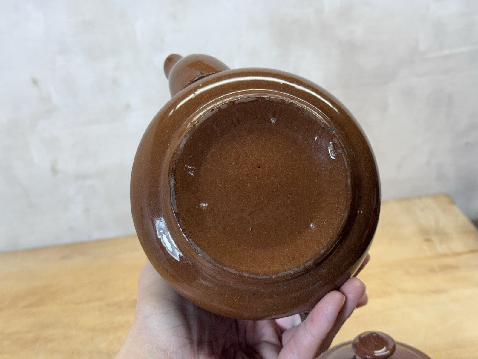 Vintage Brown Betty Ceramic Tea Pot  #S-1814