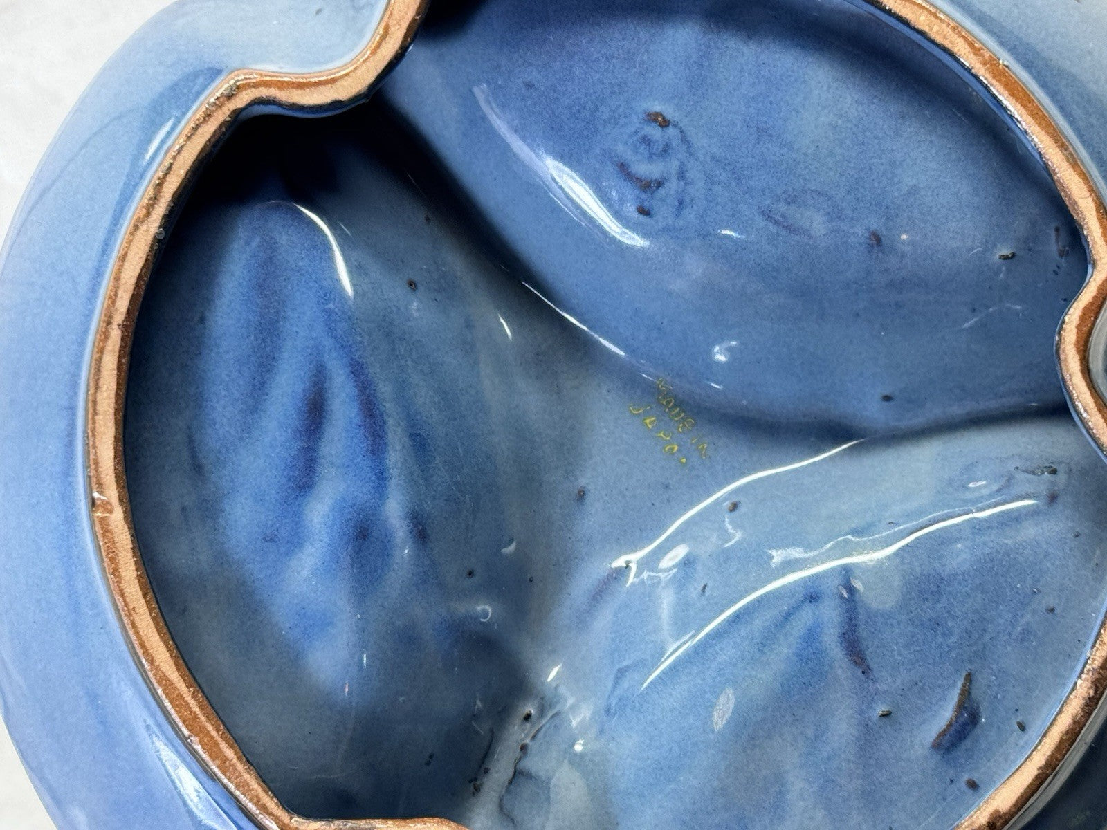Vintage Serving Dish Blue Painted Floral #s-1905