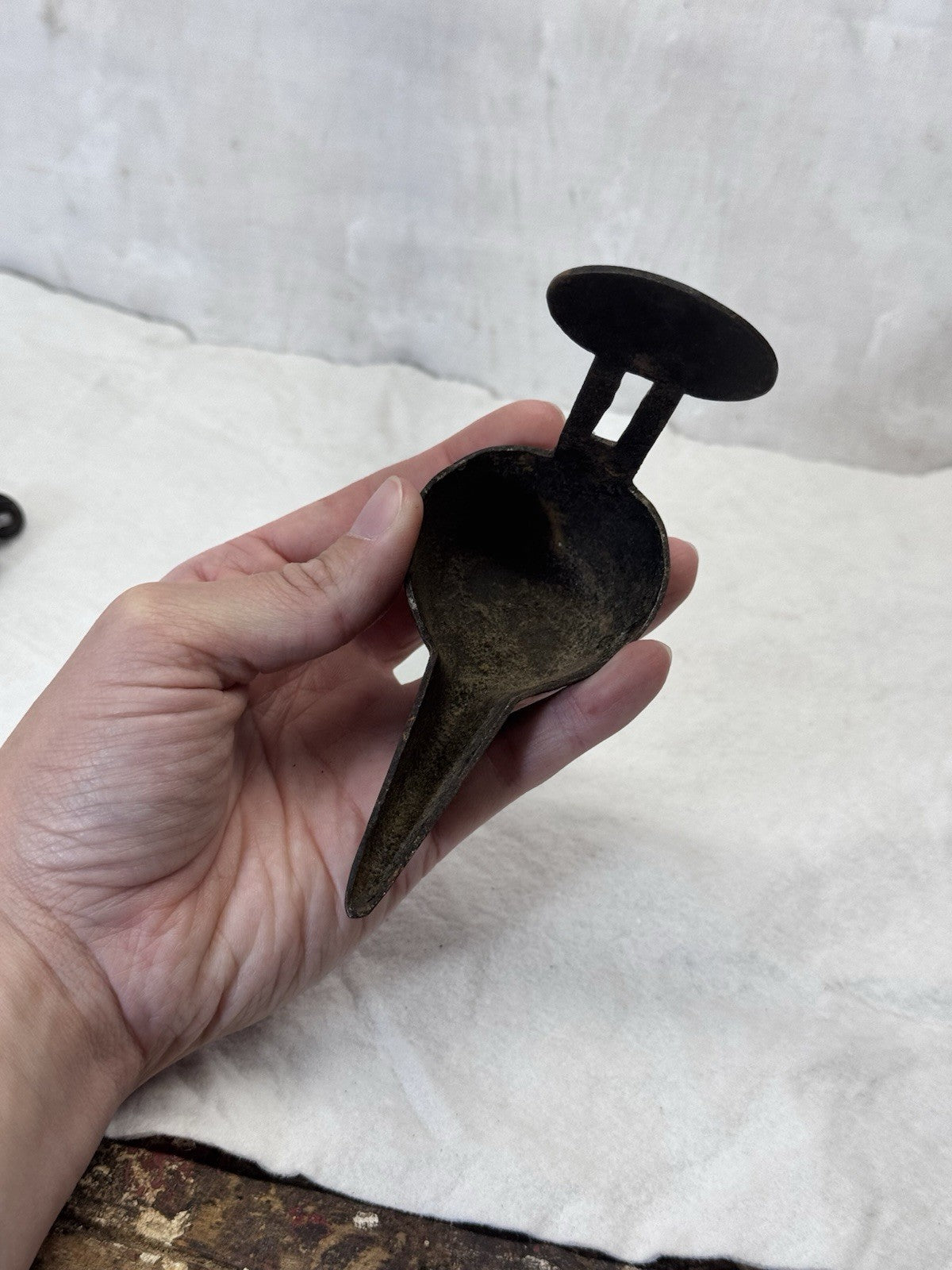 Wrought Iron Whale Oil Double Betty Lamp Antique #S-1920