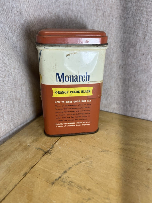 Monarch Orange Pekoe Empty Tea Tin Vintage