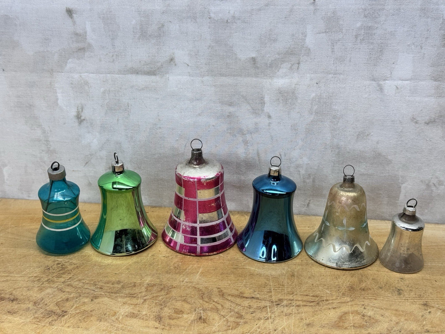 Antique 6 Bell Ornaments # 1272