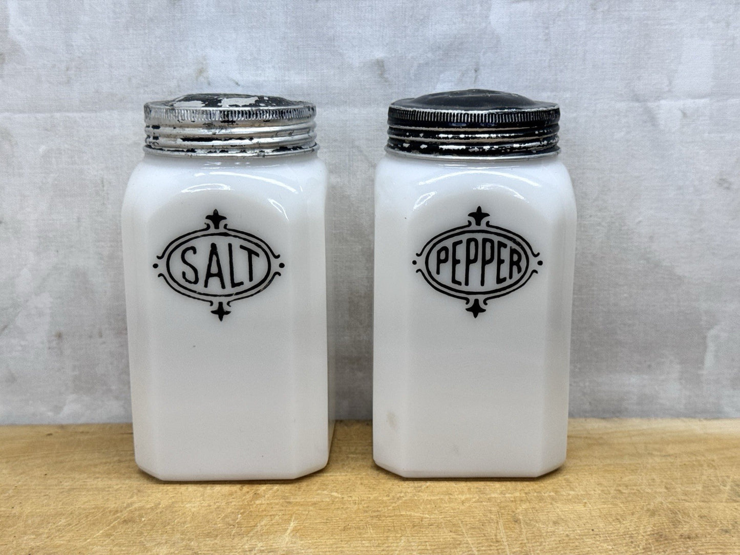 Milk Glass Salt And Pepper Shakers Hoosier Vintage #1149
