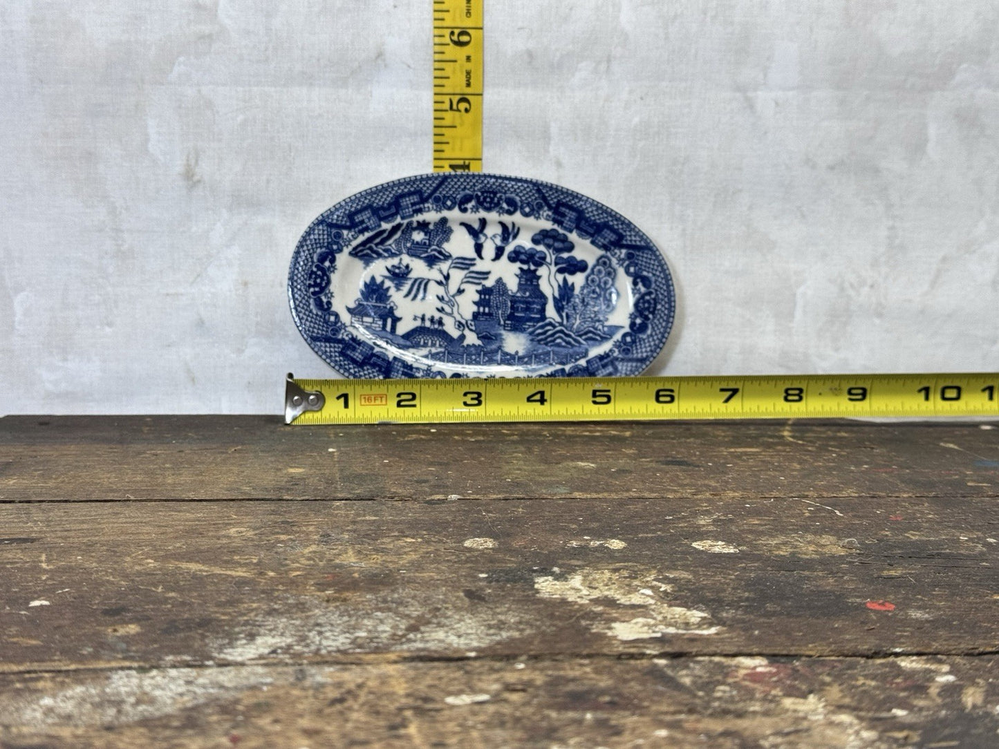 Small Willow Blue Pattern Japan Toy Tray Vintage