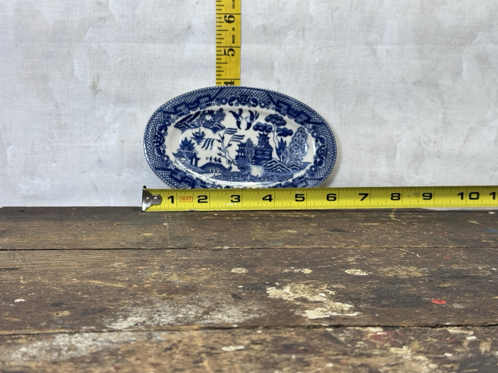 Small Willow Blue Pattern Japan Toy Tray Vintage