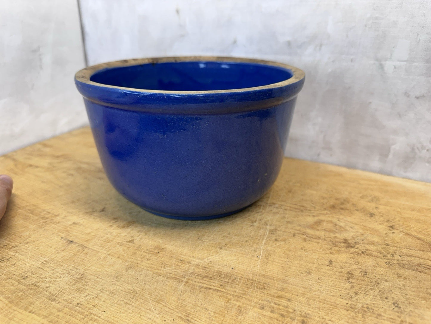 Blue Stoneware Bowl Vtg #S-1701