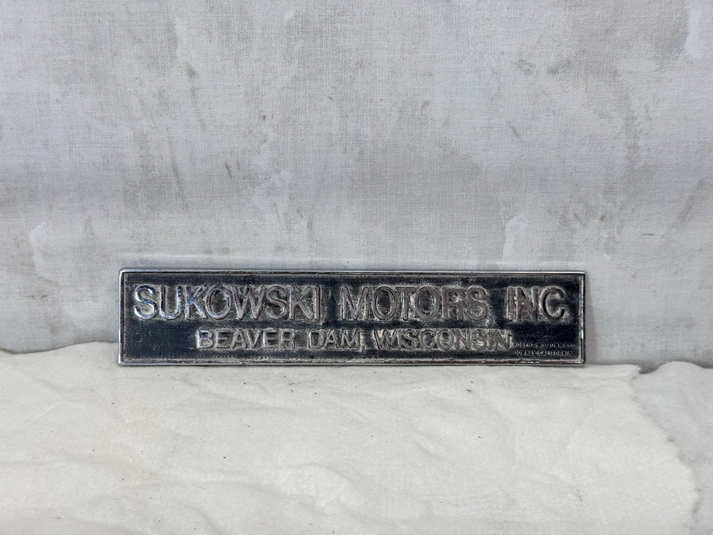 Sukowski Motors Beaver Dam Wisconsin Vehicle Badge Vtg #S-1856