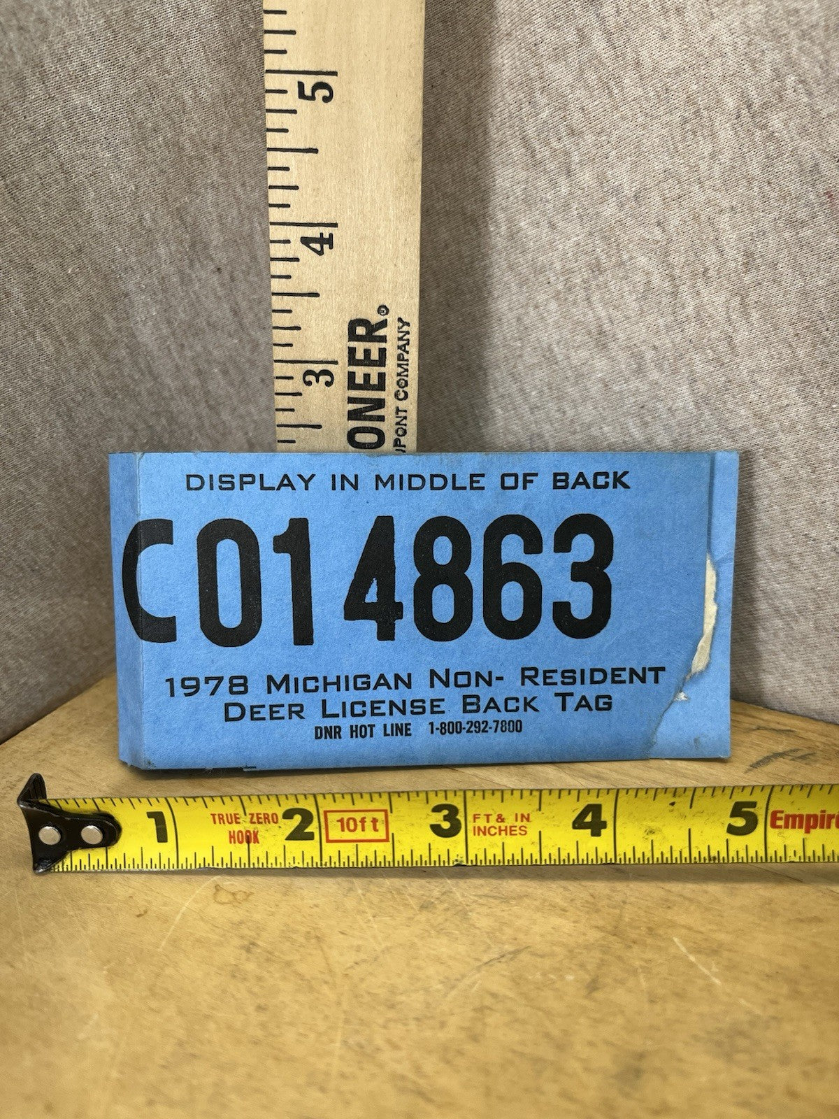 Michigan 1978 Non Resident Deer Back Tag (C014863)