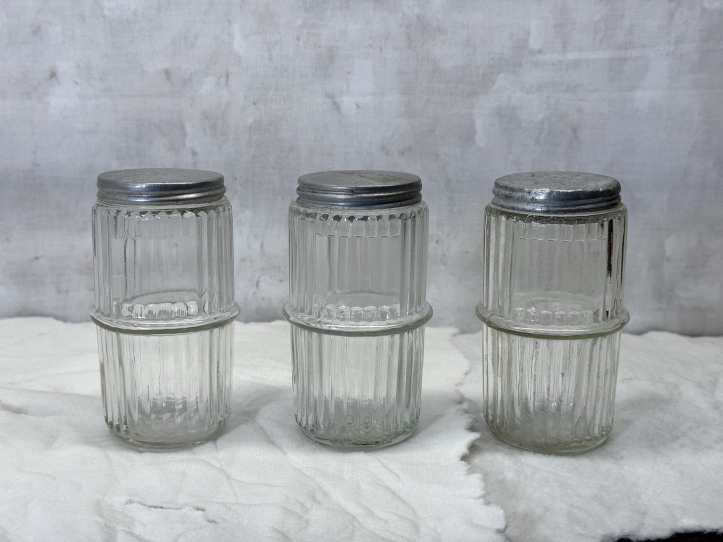 Clear Ribbed Glass Hoosier Spice Jars Vintage #1841
