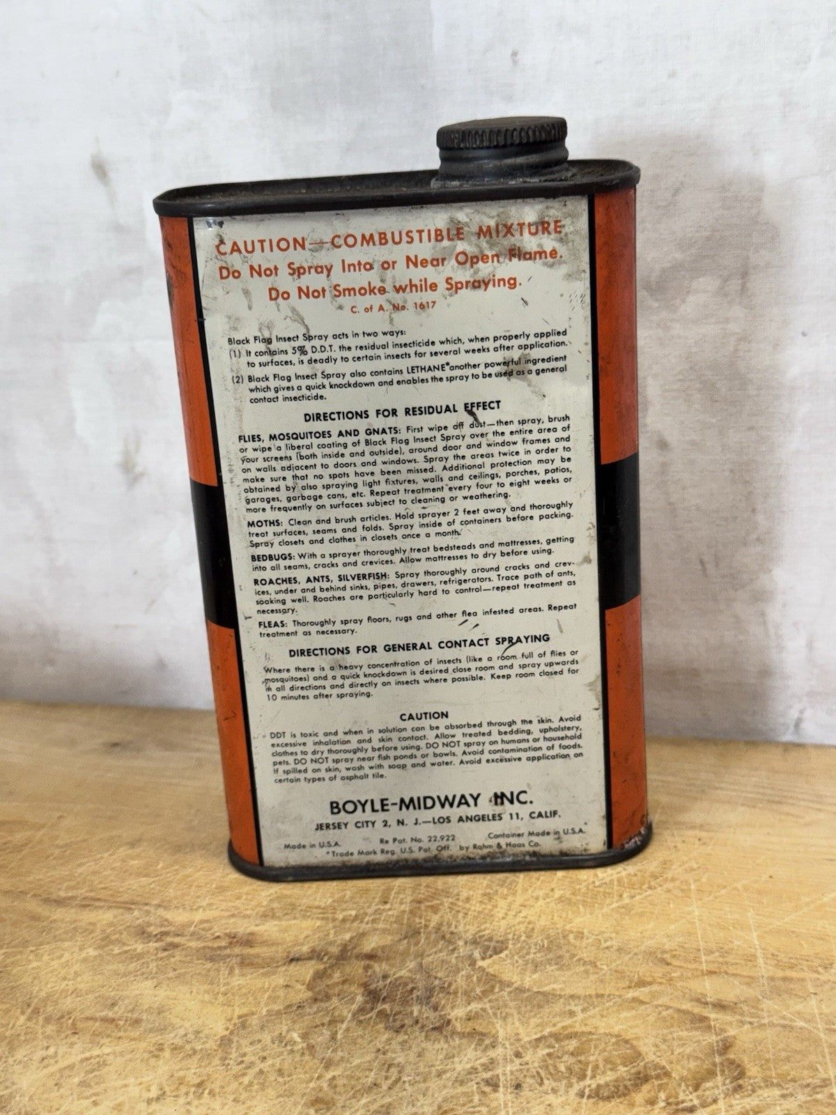 Vintage Black Flag Insect Spray Can #S-1808