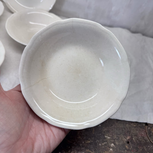 White Stoneware Serving Bowls Flawed