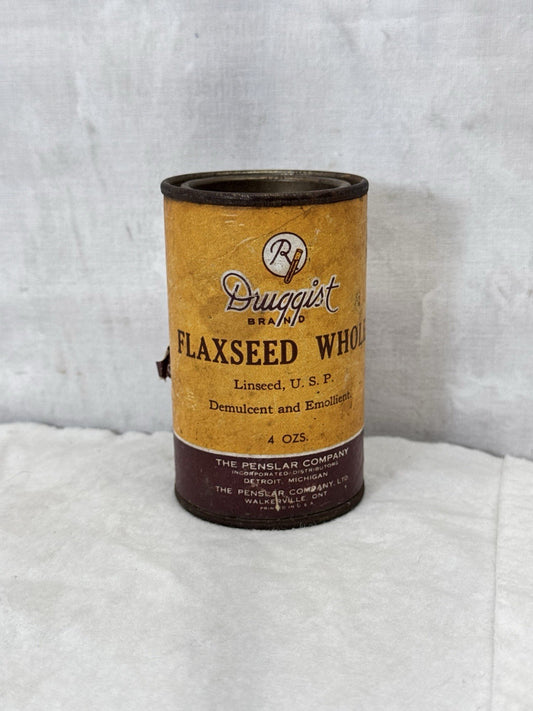 Flaxseed Whole Tin Vintage Can Druggist NOS