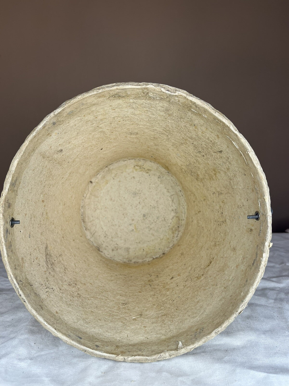 Vintage Paper Mache Minnow Bucket W/Meral Cover, Man cave Collectible