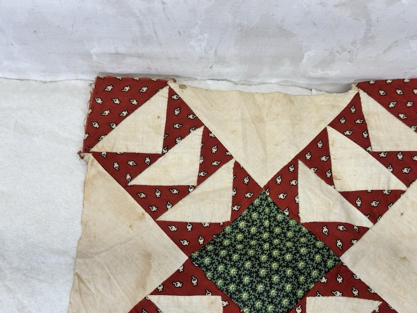 Hand Stitched Fabric Quilt Square Vintage