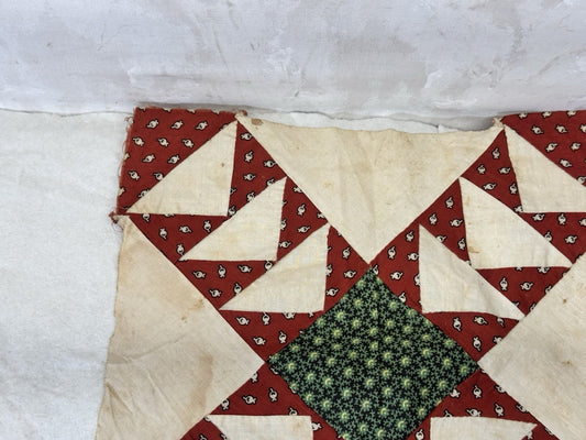 Hand Stitched Fabric Quilt Square Vintage