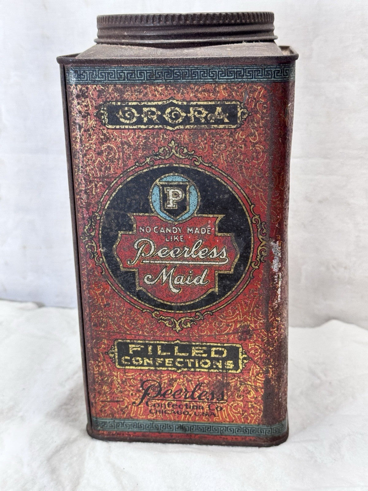 Peerless Maid Filled Confections Candy Tin Vintage #S-1955