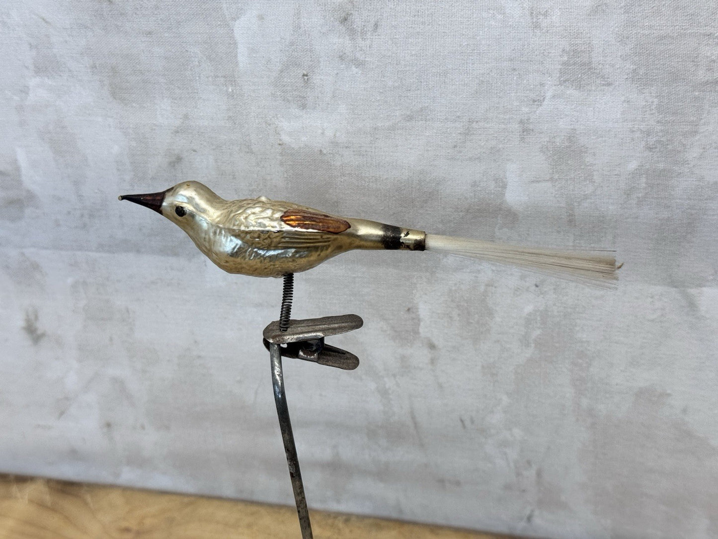 Antique Glass Bird Clip On Ornament #1487