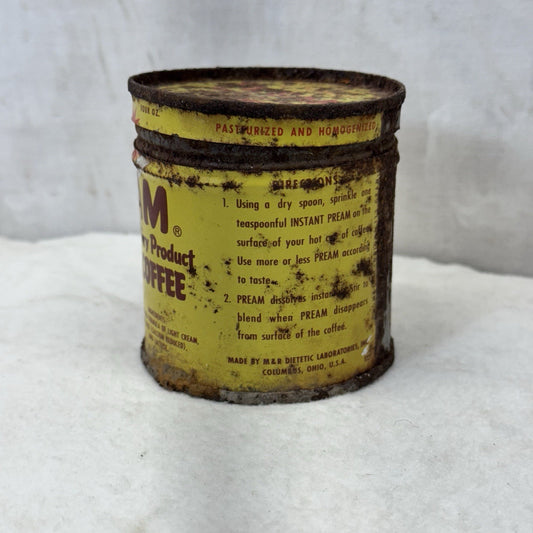 Pream Coffee Creamer Small Tin Can Vintage Rustic