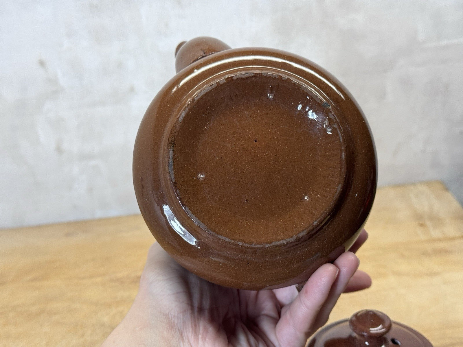 Vintage Brown Betty Ceramic Tea Pot  #S-1814