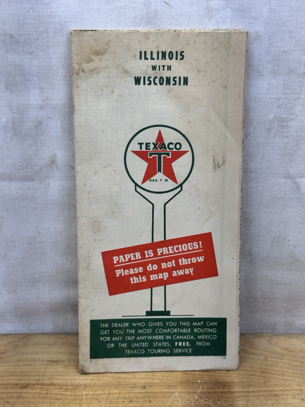 Illinois With Wisconsin Texaco Paper Map #1386