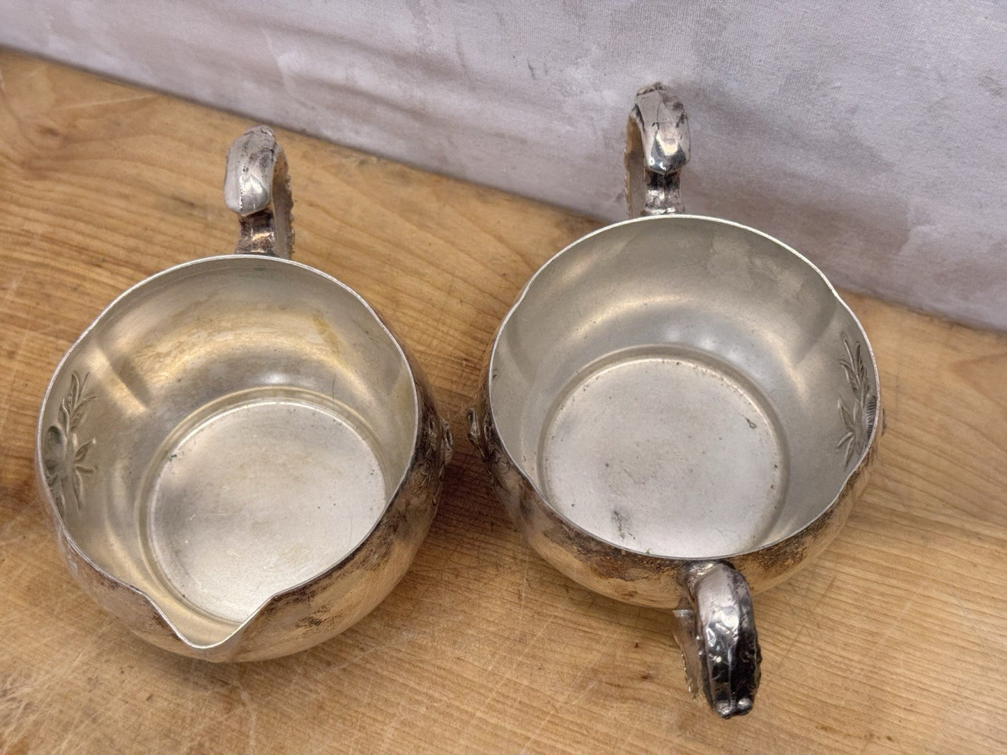 Silver Plated Cream And Sugar Set With Tray Antique #1261