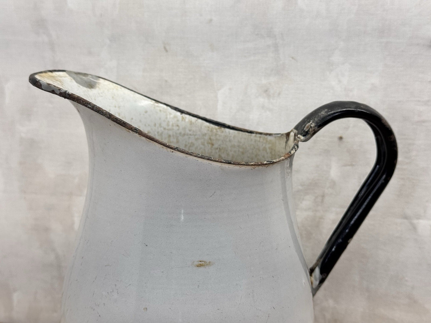 White Enamel Pitcher Antique #1360