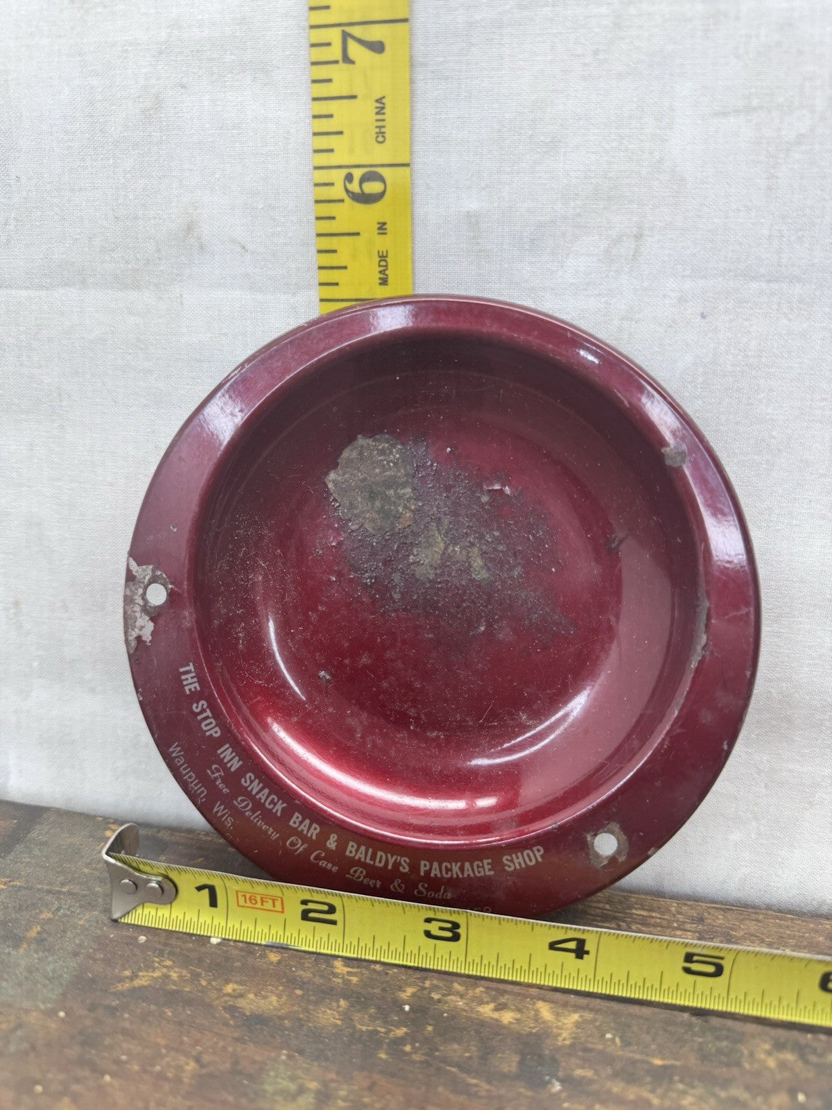 Baldys Package Shop Waupun Wisconsin Ashtray Advertisement #1329