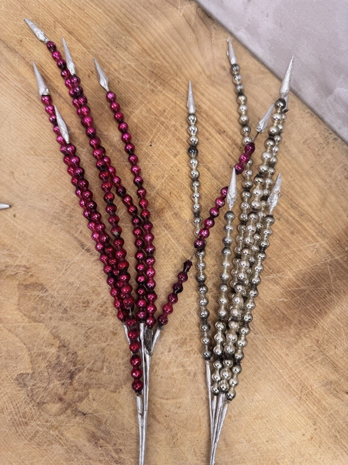 Christmas Glass Bead Stick Garland Vtg #1538