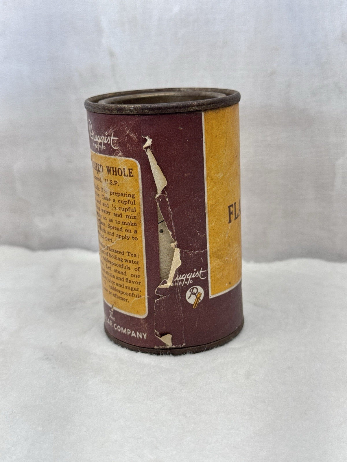 Flaxseed Whole Tin Vintage Can Druggist NOS