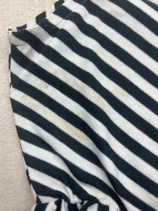 1970s, 80s Women’s Black Knit Striped Sleeveless Ruffled Top