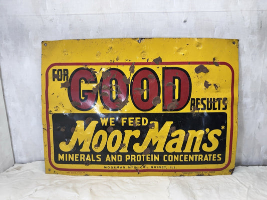 MoorMans Brandon Wi Feed Sign Metal Vintage Rustic  #S-1865