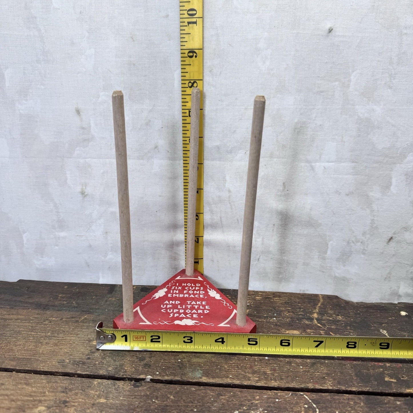 Wooden Six Coffee Cup Holder Vintage Space Saver