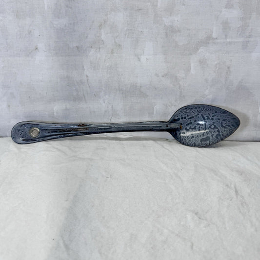 Grey Swirl Splatter Mottled Enamelware Spoon Vintage