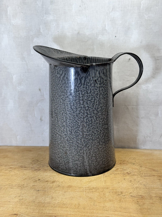 Grey Swirl Splatter Enamelware One Gal Pitcher Vintage #S-1871